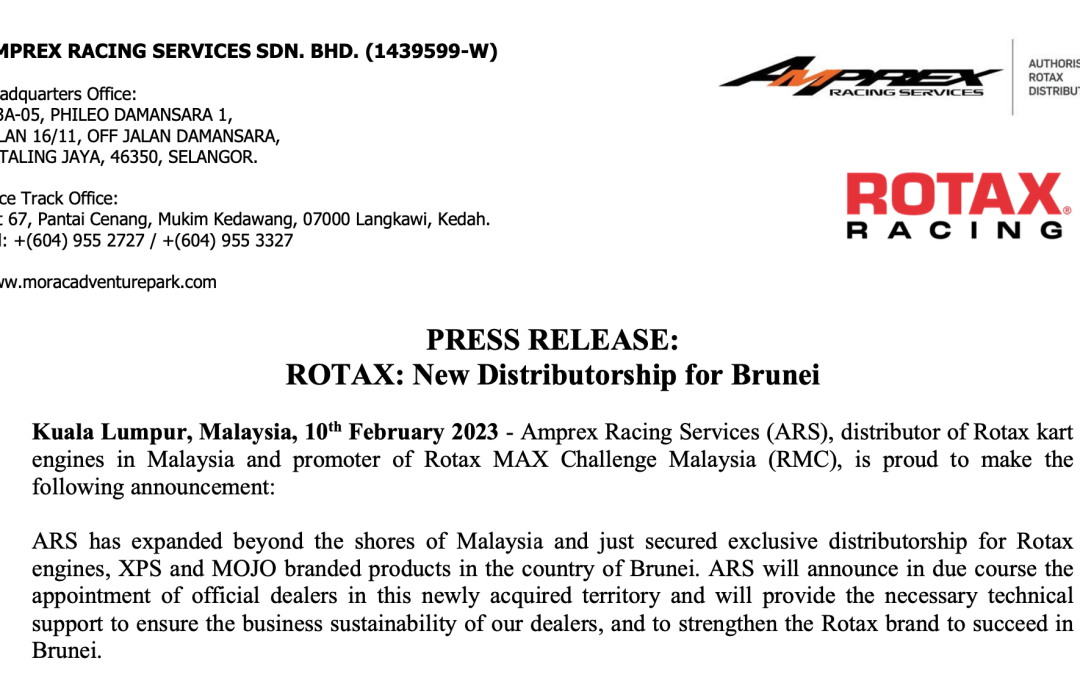 PRESS RELEASE ROTAX: New Distributorship for Brunei